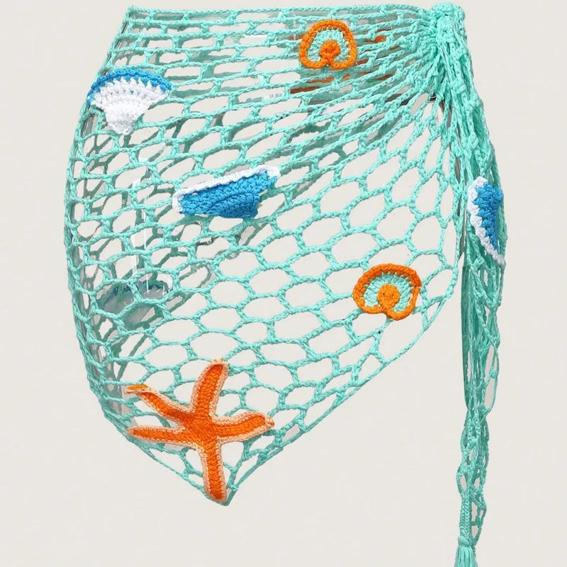 Cover-up de plage Océane en crochet bleu West Indies Fashion