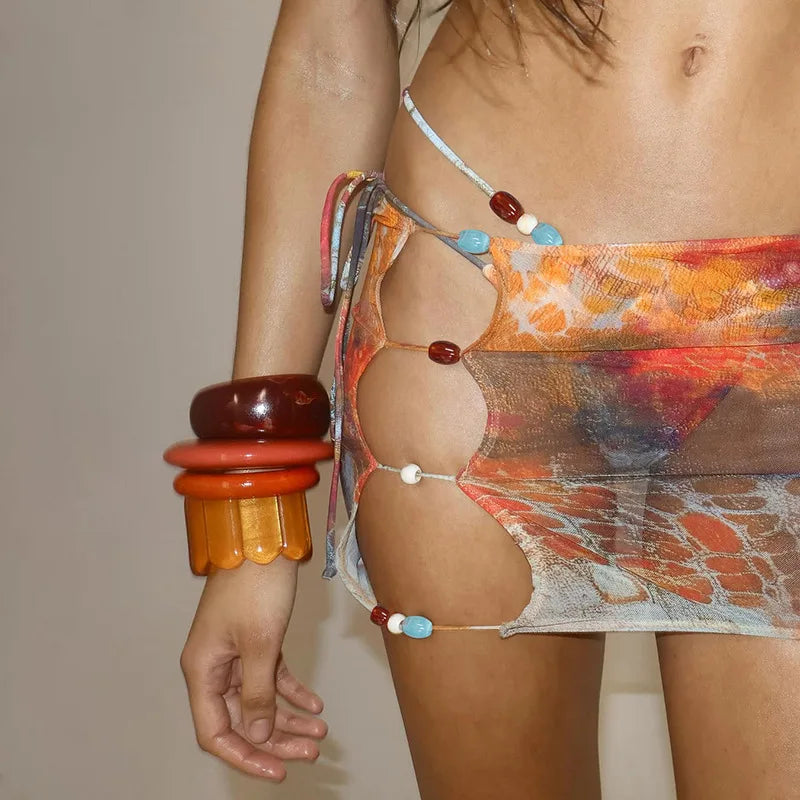 Bikini “Jungle Fire” – Ensemble 3 pièces perlé