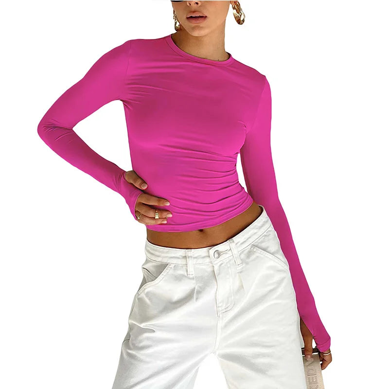 Top moulant manches longues – coloris unis essentiels