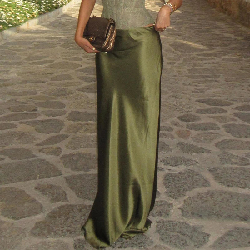 Ensemble Corset Jupe brodé effet couture – Élégance en olive