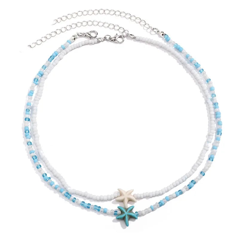 Collier Ras-du-Cou Perles & Pendentif Marin