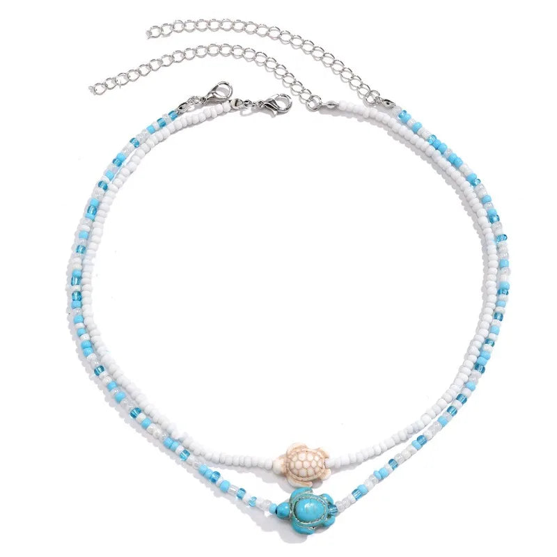 Collier Ras-du-Cou Perles & Pendentif Marin