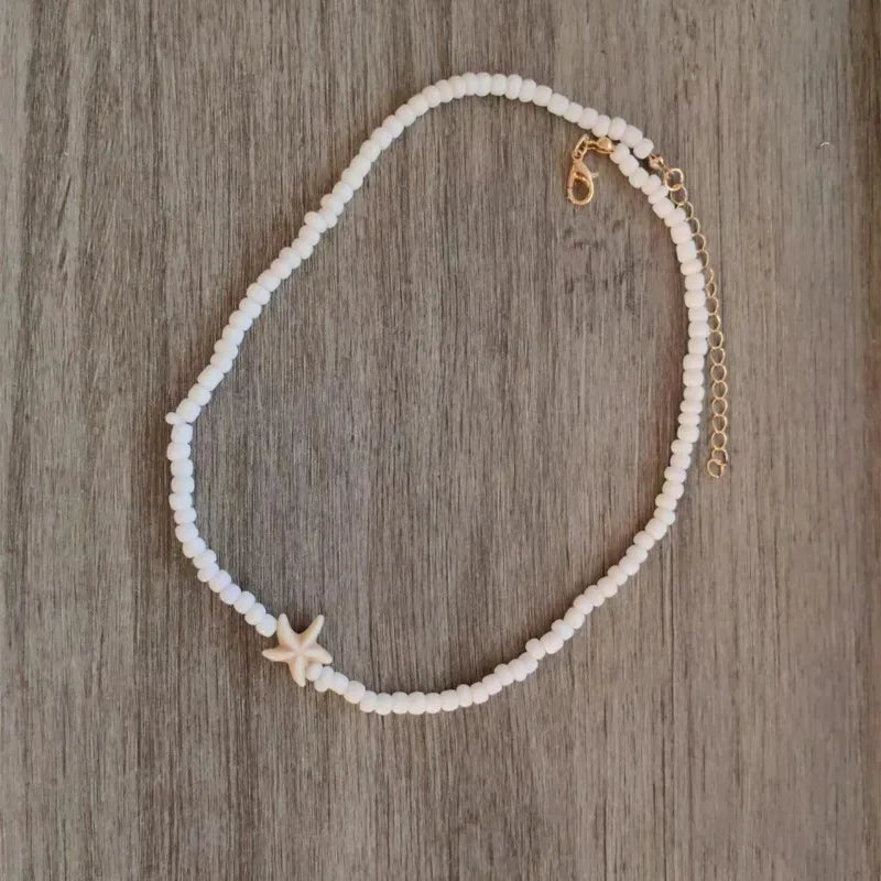 Collier Ras-du-Cou Perles & Pendentif Marin