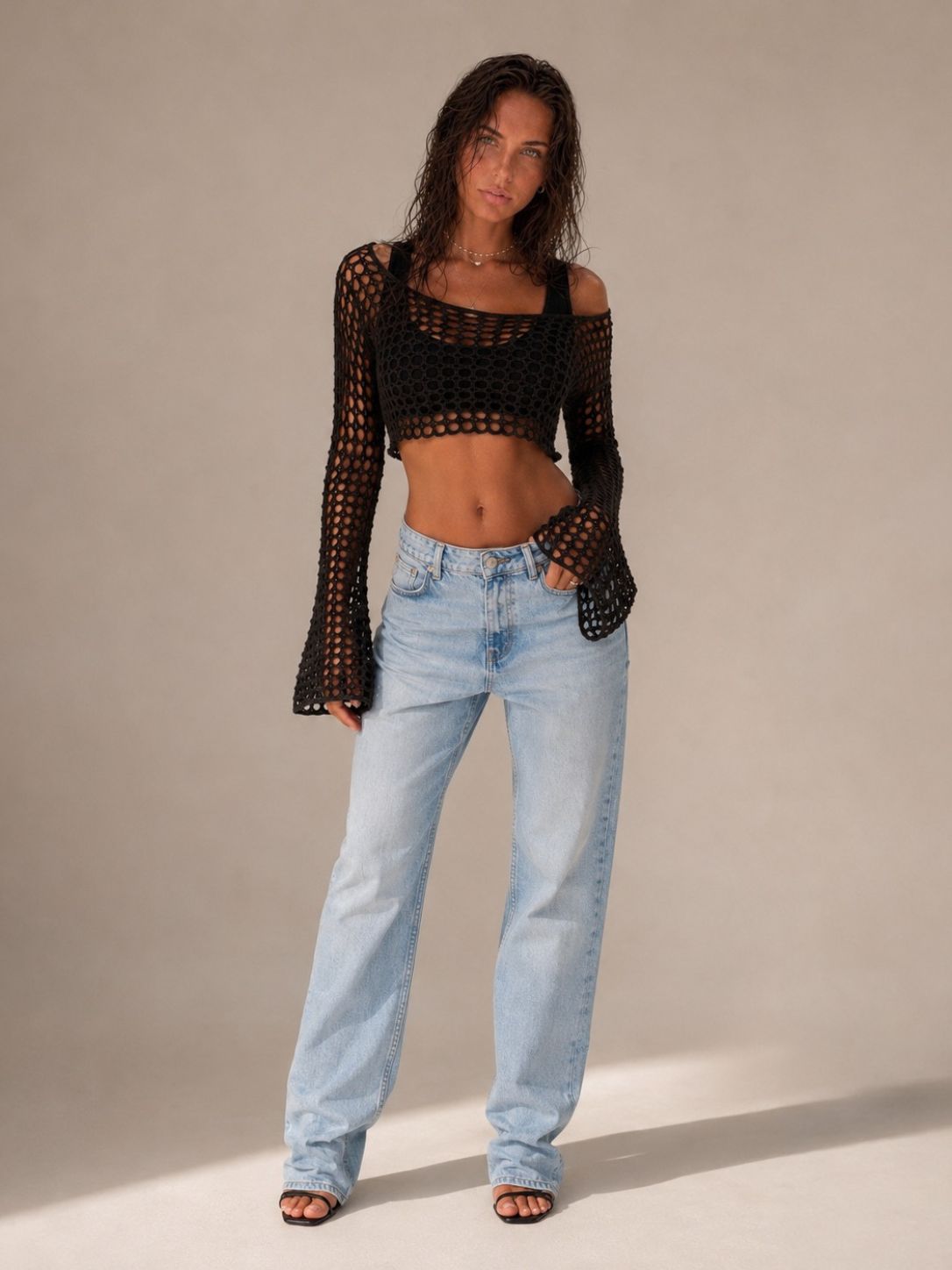 Top Maora – Crop top crochet manches longues