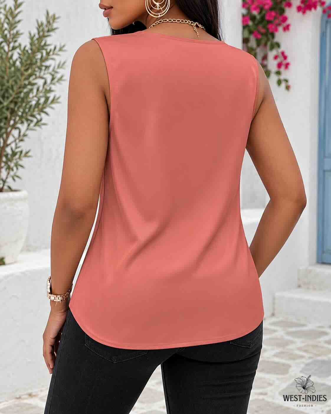 Top Liora – Débardeur effet satiné à col bénitier