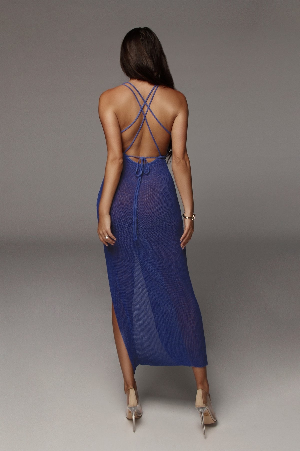 Robe Longue en Crochet - Profondeur Bleu Foncé ⎨Stock Limité⎬ - Tout-en-Crochet