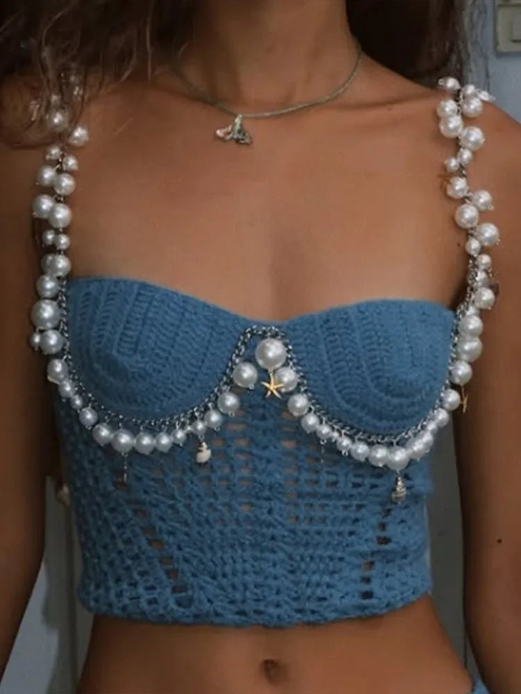 Nahia – Ensemble crocheté perlé
