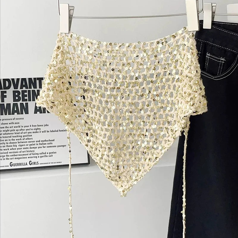 Foulard Soléa – Triangle crochet scintillant