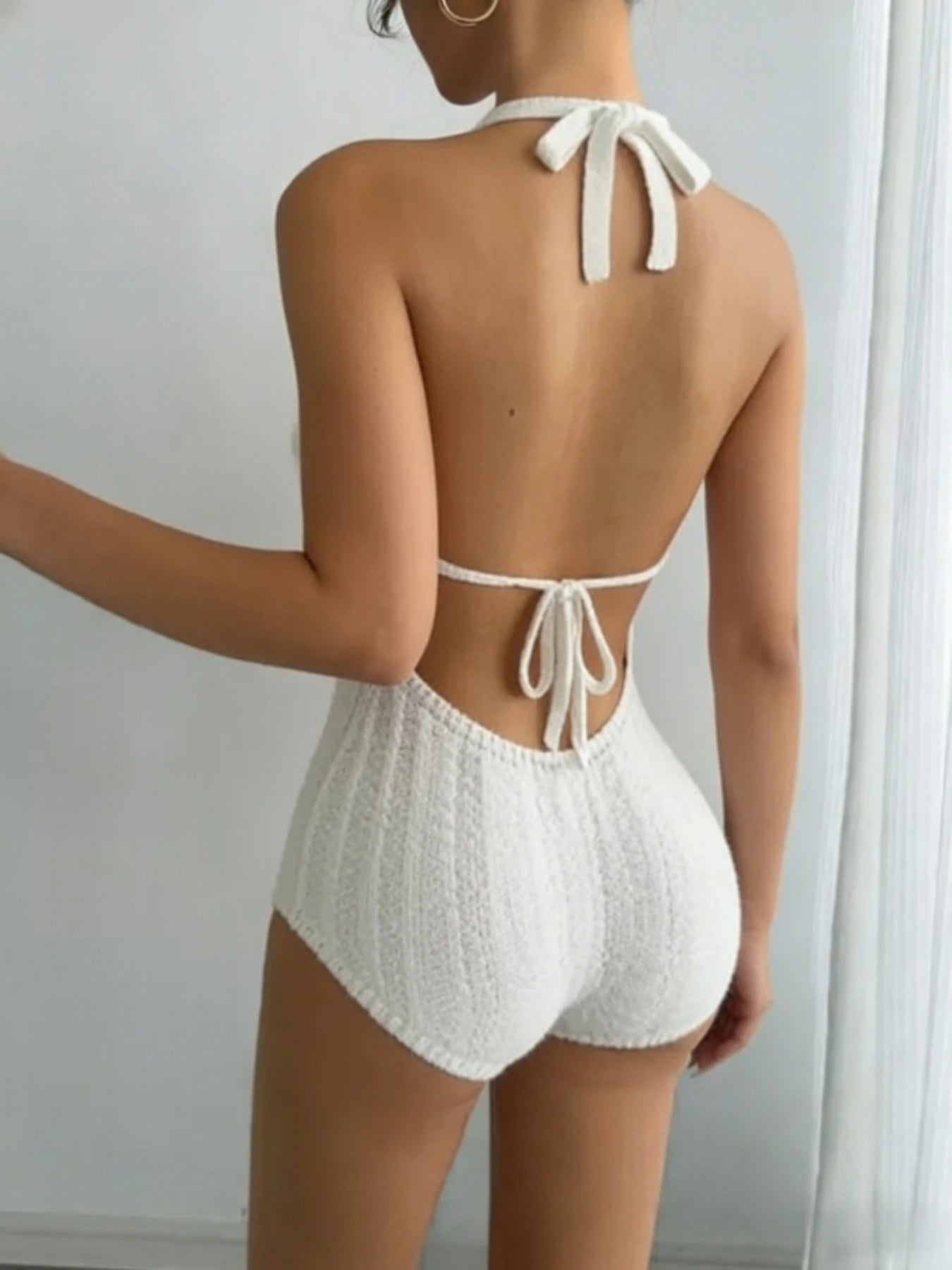 Combishort Aïna – Crochet blanc dos nu