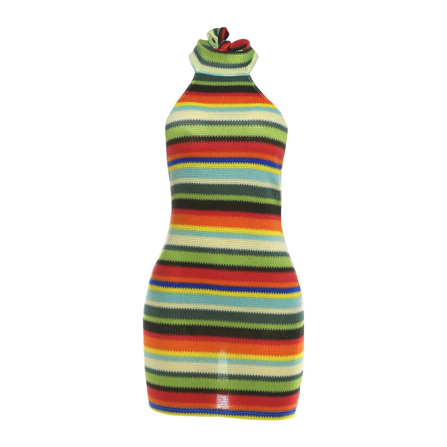 Robe Stripe Havana – Mini robe dos nu patchwork