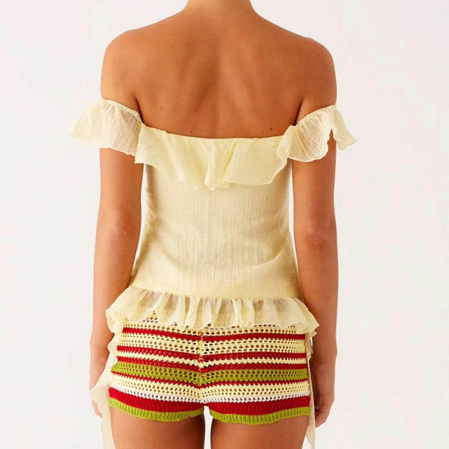 Short Y2K Wave – Mini short crochet rayé