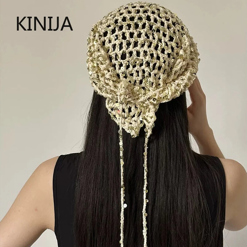Foulard Soléa – Triangle crochet scintillant