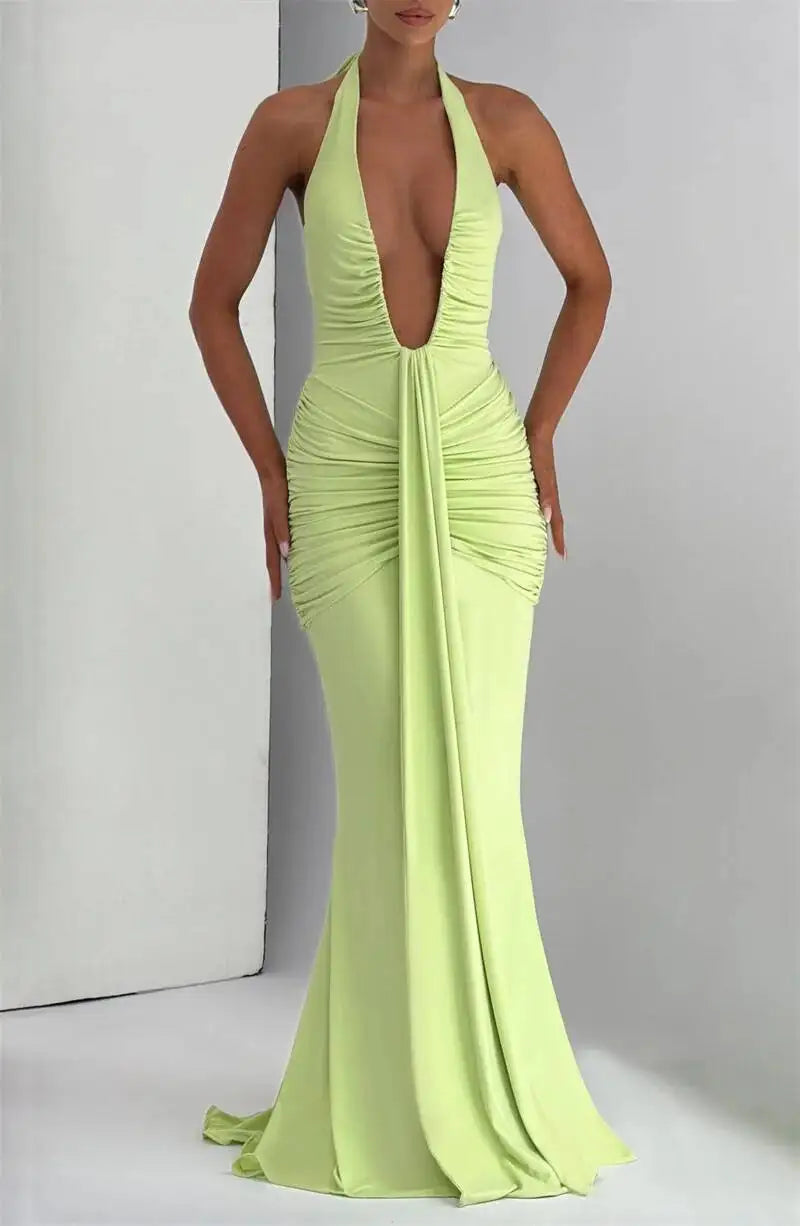 Robe longue Amaris – Décolleté drapé dos nu