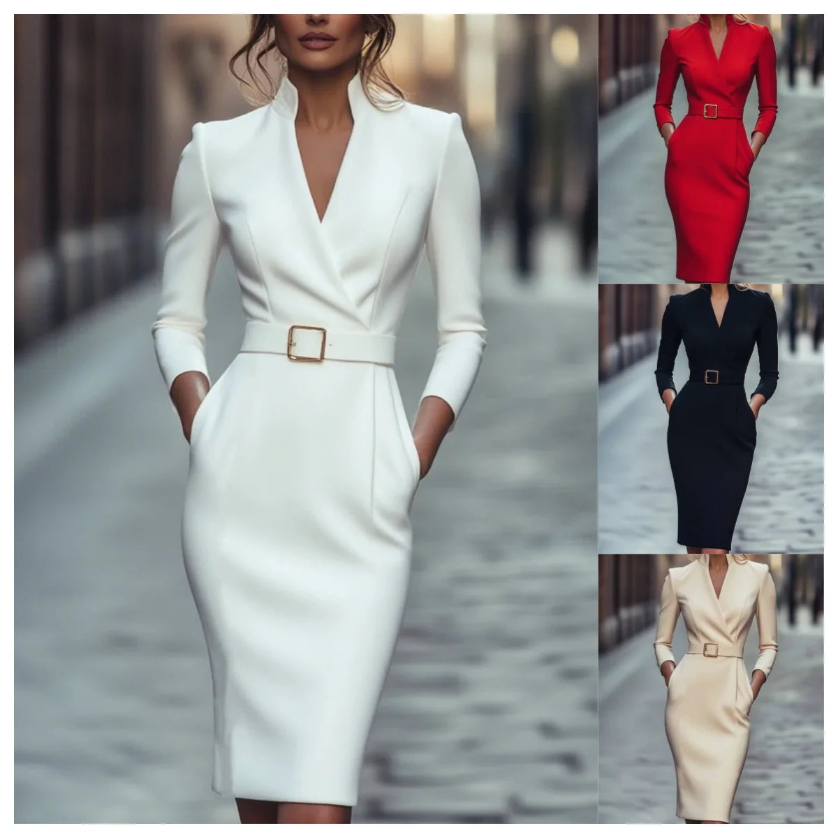 Robe Élise blazer ceinturée à manches longues