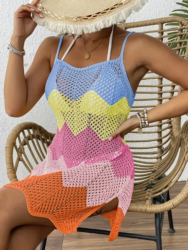 Robe Rainbow Vibes – Robe longue rayée tropicale