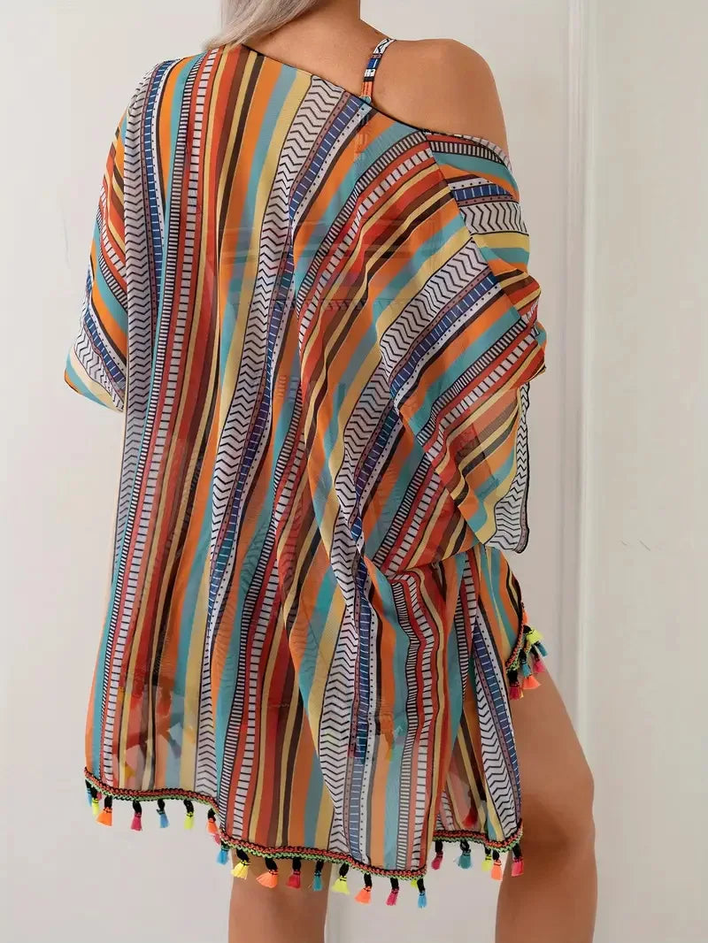 Ensemble Marina – Bikini 4 pièces avec cover-up à franges