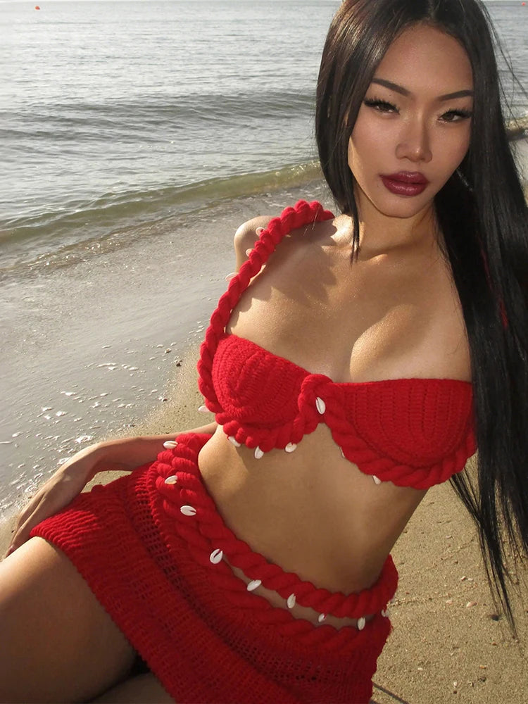 Ensemble Crochet Coquillages “Sirène Vibe” – Ultra sexy & stylé | Été 2025