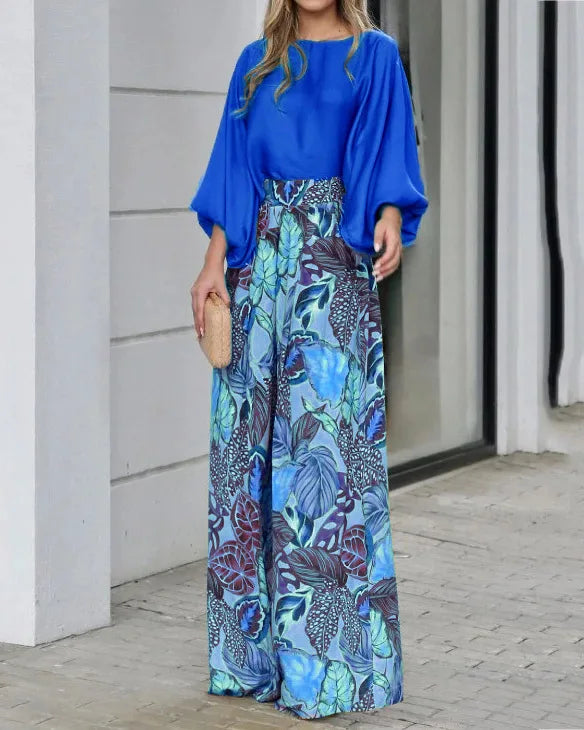 Pantalon Palazzo large imprimé Tropicale