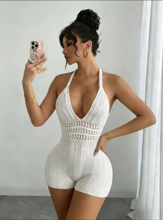 Combishort Aïna – Crochet blanc dos nu