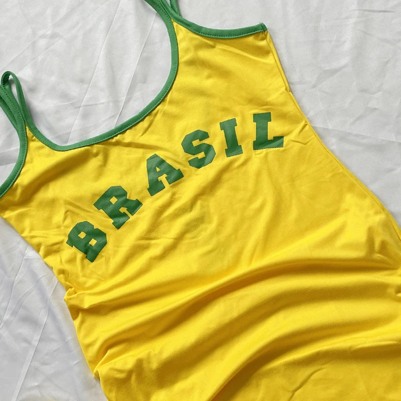 Robe Brésilienne Jaune "BRASIL" – Édition Summer Vibes