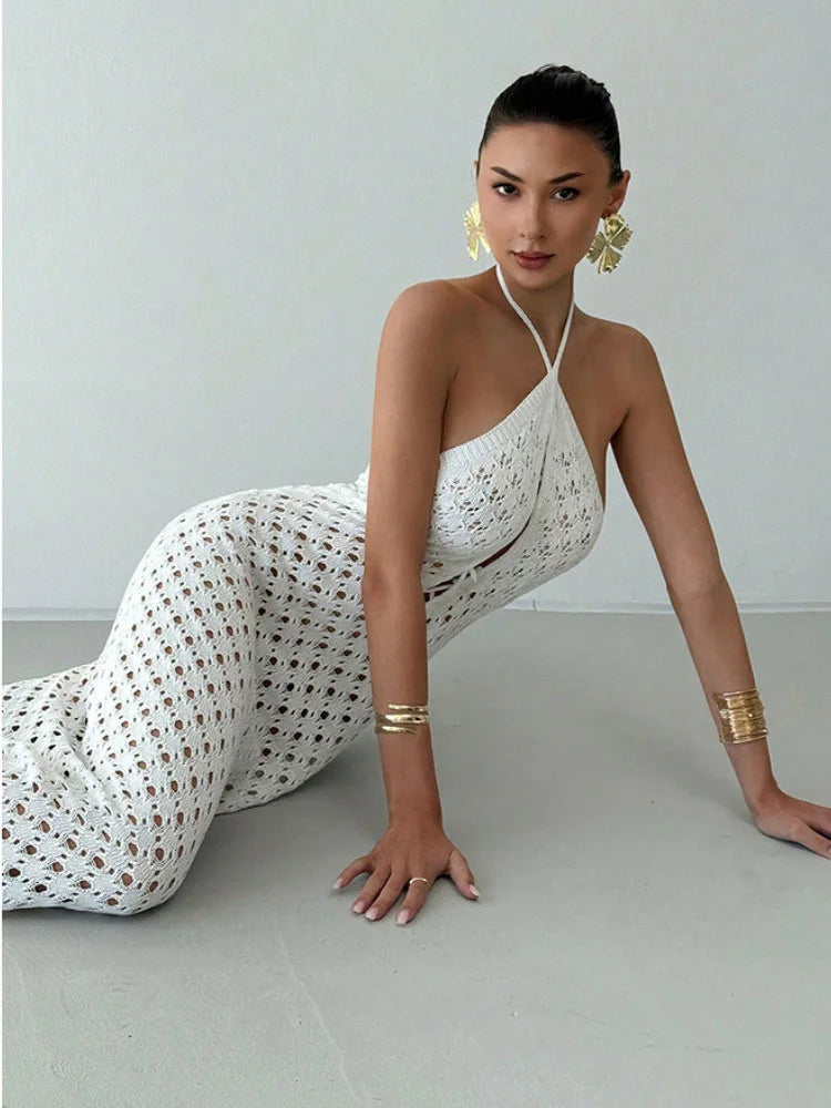 Robe Longue Crochet Dos Nu – Édition Élégance Bohème