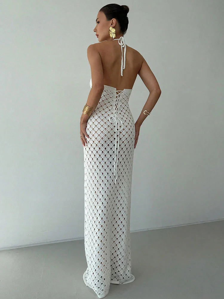 Robe Longue Crochet Dos Nu – Édition Élégance Bohème