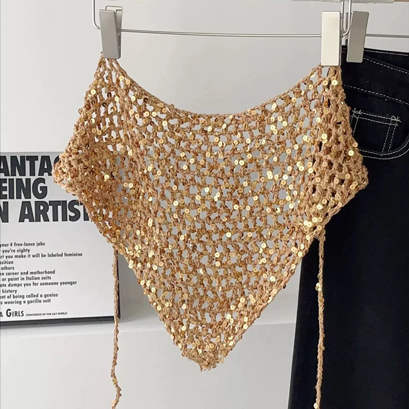 Foulard Soléa – Triangle crochet scintillant