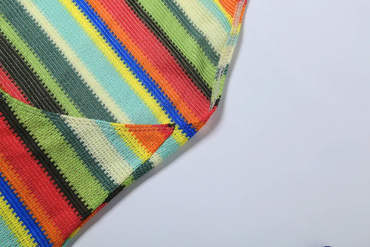 Robe Stripe Havana – Mini robe dos nu patchwork