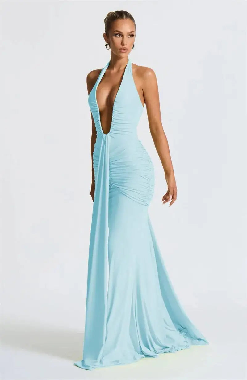Robe longue Amaris – Décolleté drapé dos nu
