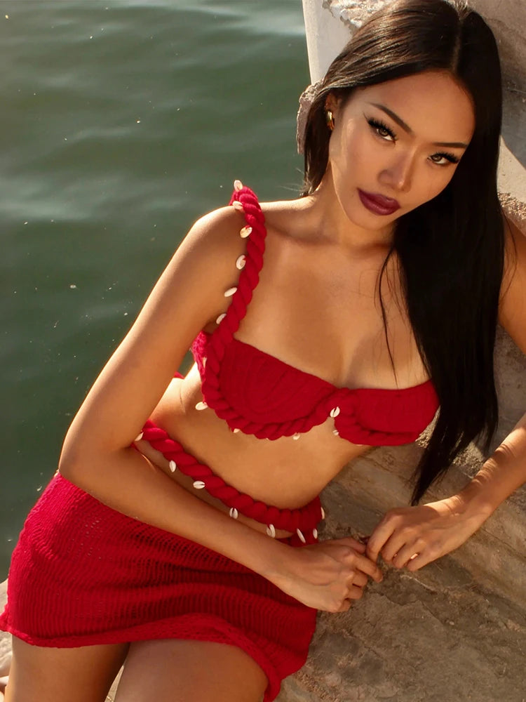 Ensemble Crochet Coquillages “Sirène Vibe” – Ultra sexy & stylé | Été 2025