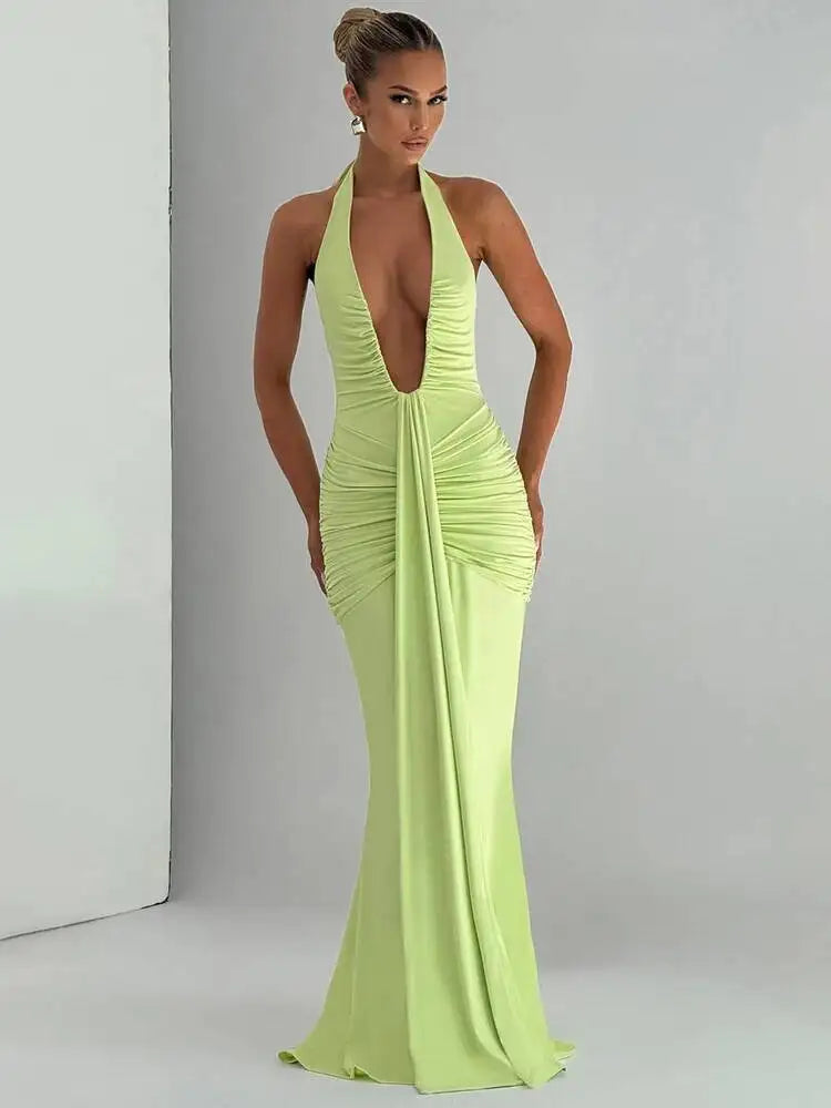 Robe longue Amaris – Décolleté drapé dos nu