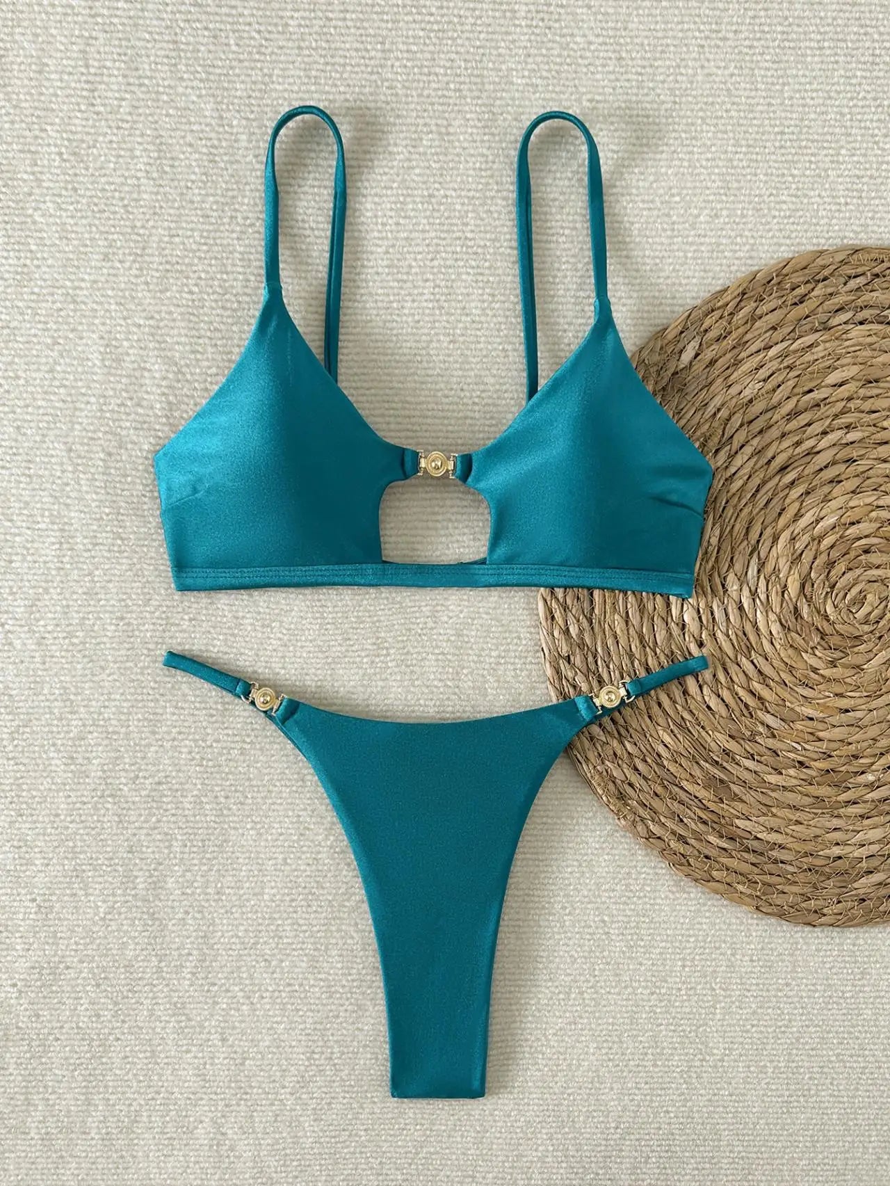 Bikini Shine – Maillot deux pièces brillant taille haute