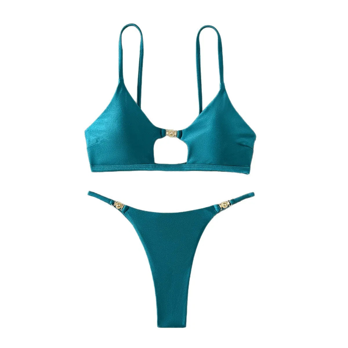Bikini Shine – Maillot deux pièces brillant taille haute