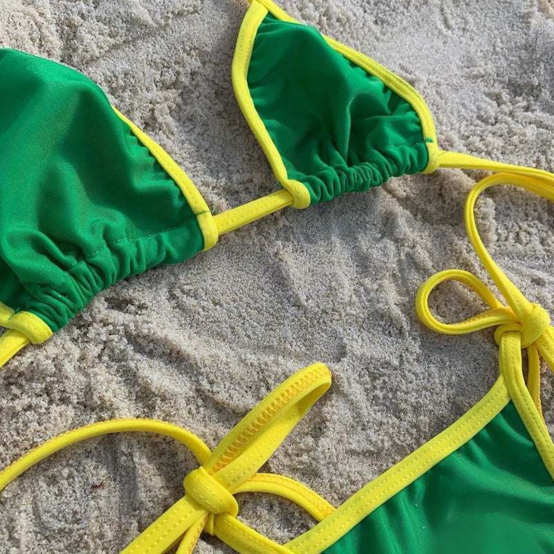 Bikini Brazil Vibes – Vert & Jaune