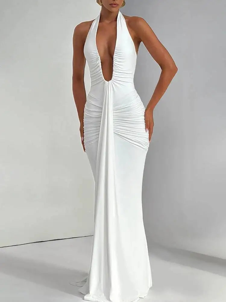 Robe longue Amaris – Décolleté drapé dos nu