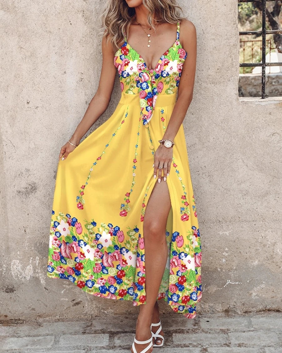 Robe Palm Sunset – Longue robe tropicale dégradée