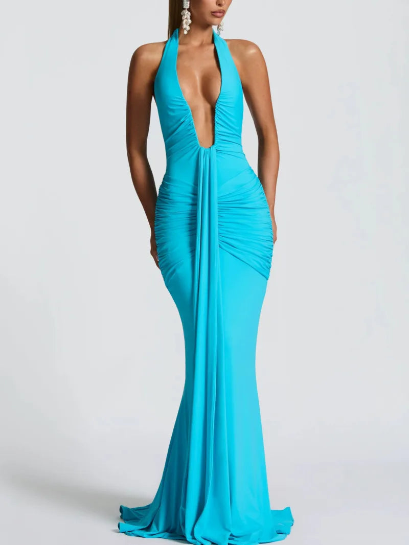Robe longue Amaris – Décolleté drapé dos nu
