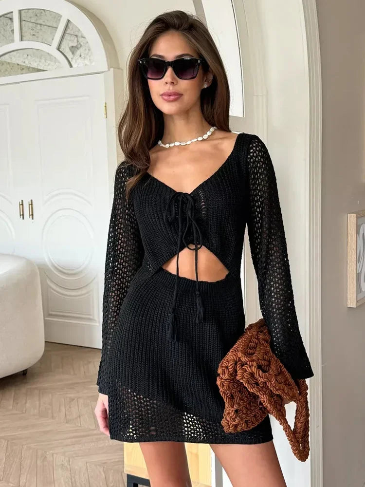 Robe crochet manches longues – Mylène