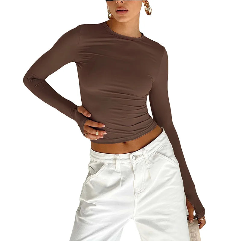 Top moulant manches longues – coloris unis essentiels