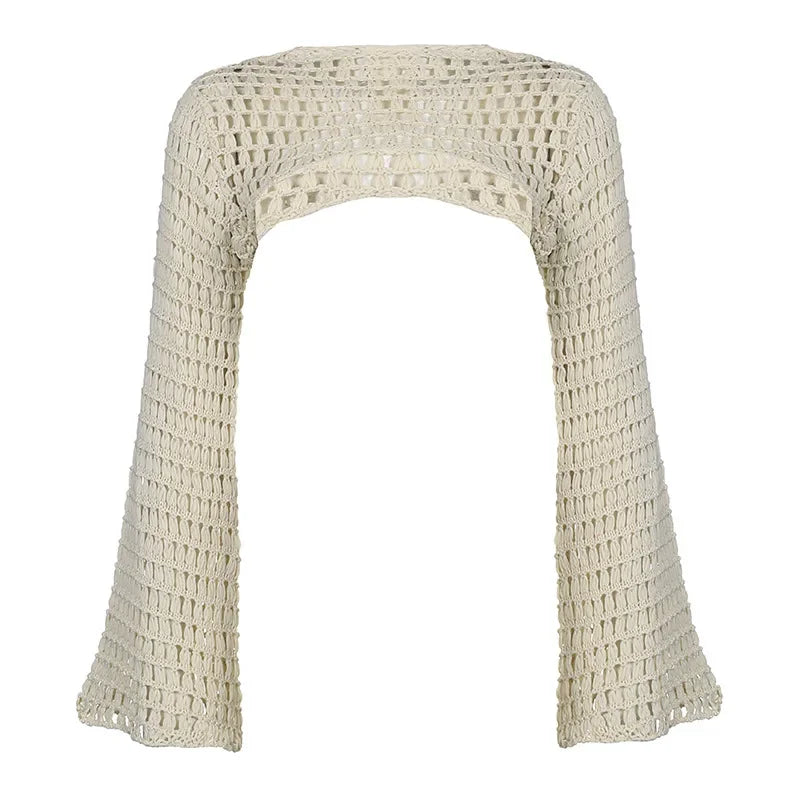 Crop top crochet Maora à encolure bateau