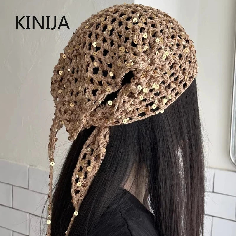 Foulard Soléa – Triangle crochet scintillant