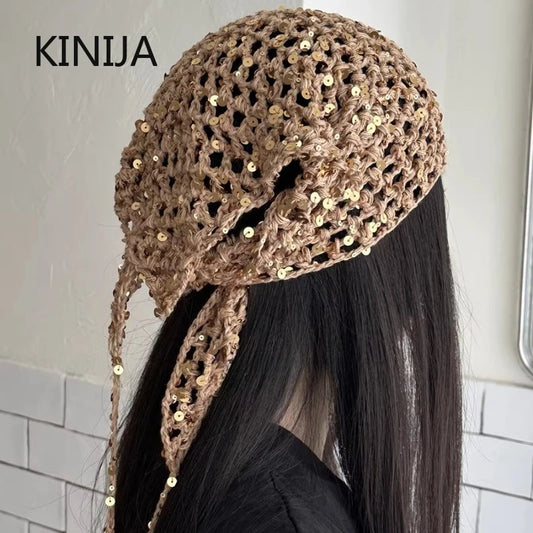 Foulard Soléa – Triangle crochet scintillant