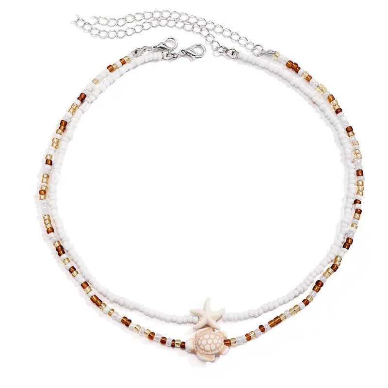 Collier Ras-du-Cou Perles & Pendentif Marin