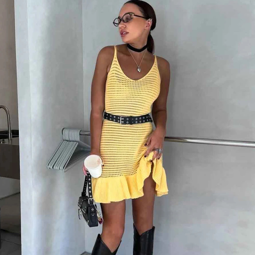 Robe Maille Ajouree Volantée – Summer Knit