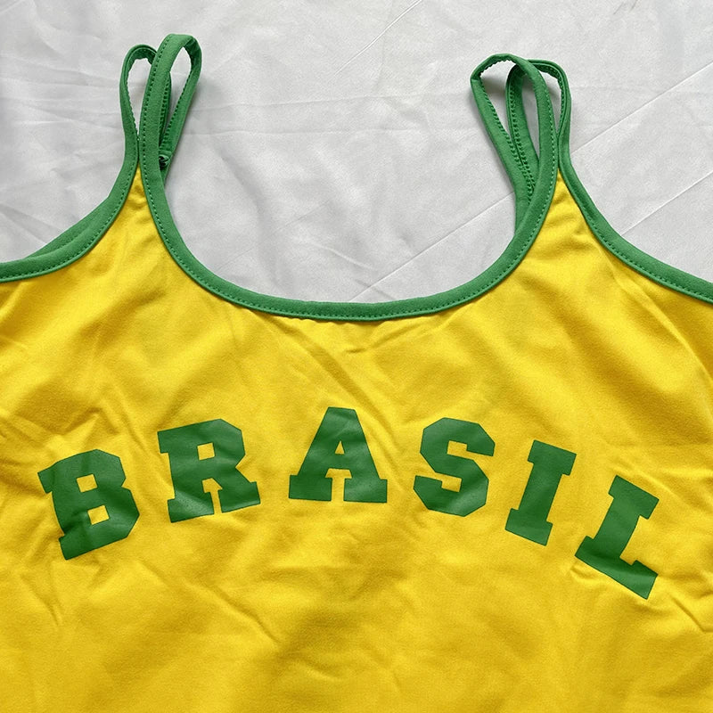 Robe Brésilienne Jaune "BRASIL" – Édition Summer Vibes