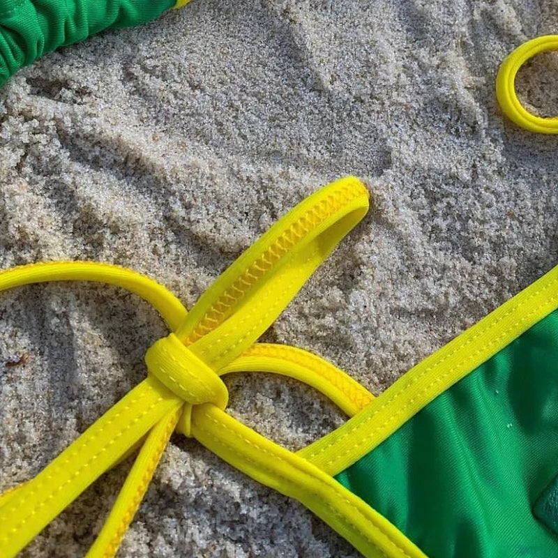 Bikini Brazil Vibes – Vert & Jaune
