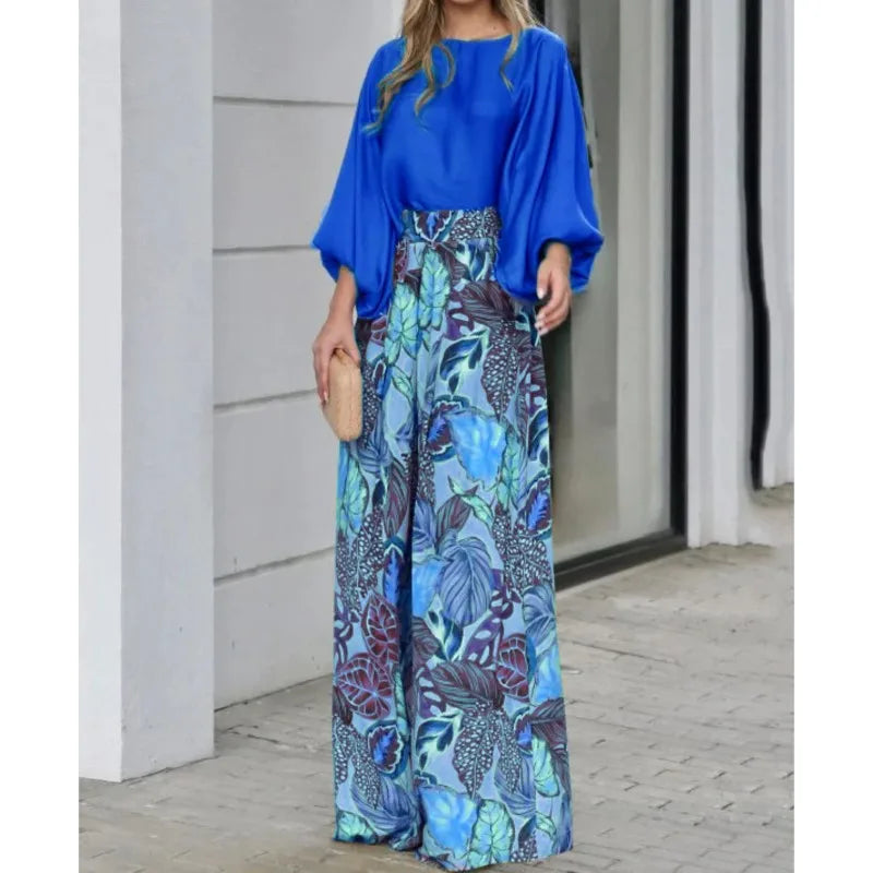 Pantalon Palazzo large imprimé Tropicale
