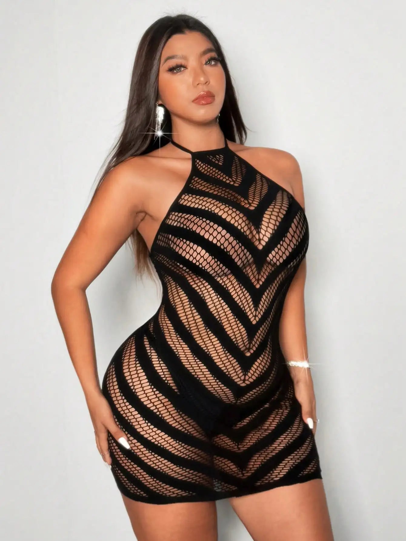 Robe Mesh Nocturna – Mini robe ajourée noire