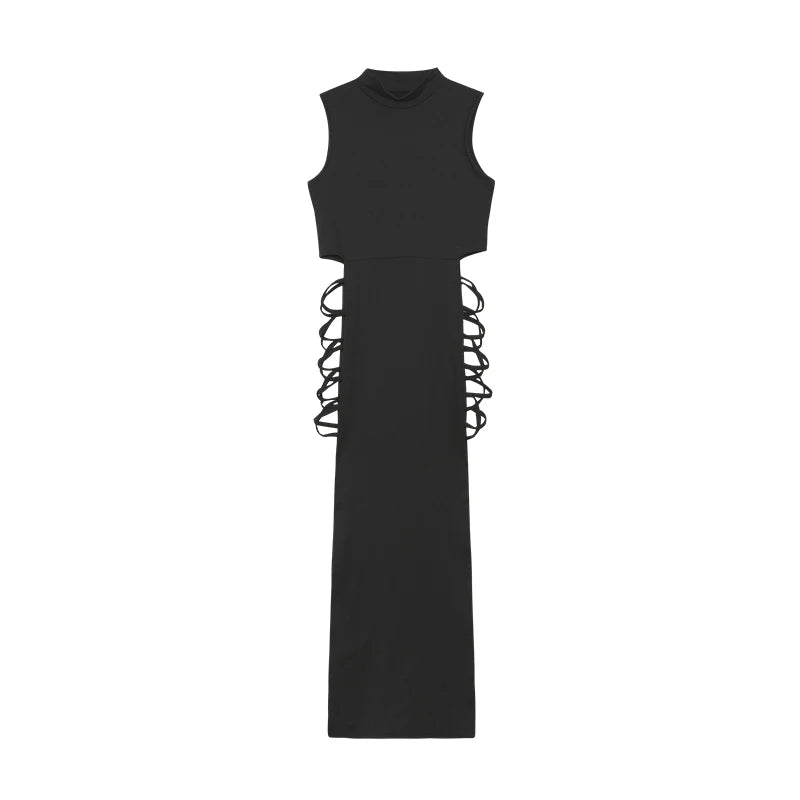 Robe Kiara longue ajourée à lacets sur les côtés