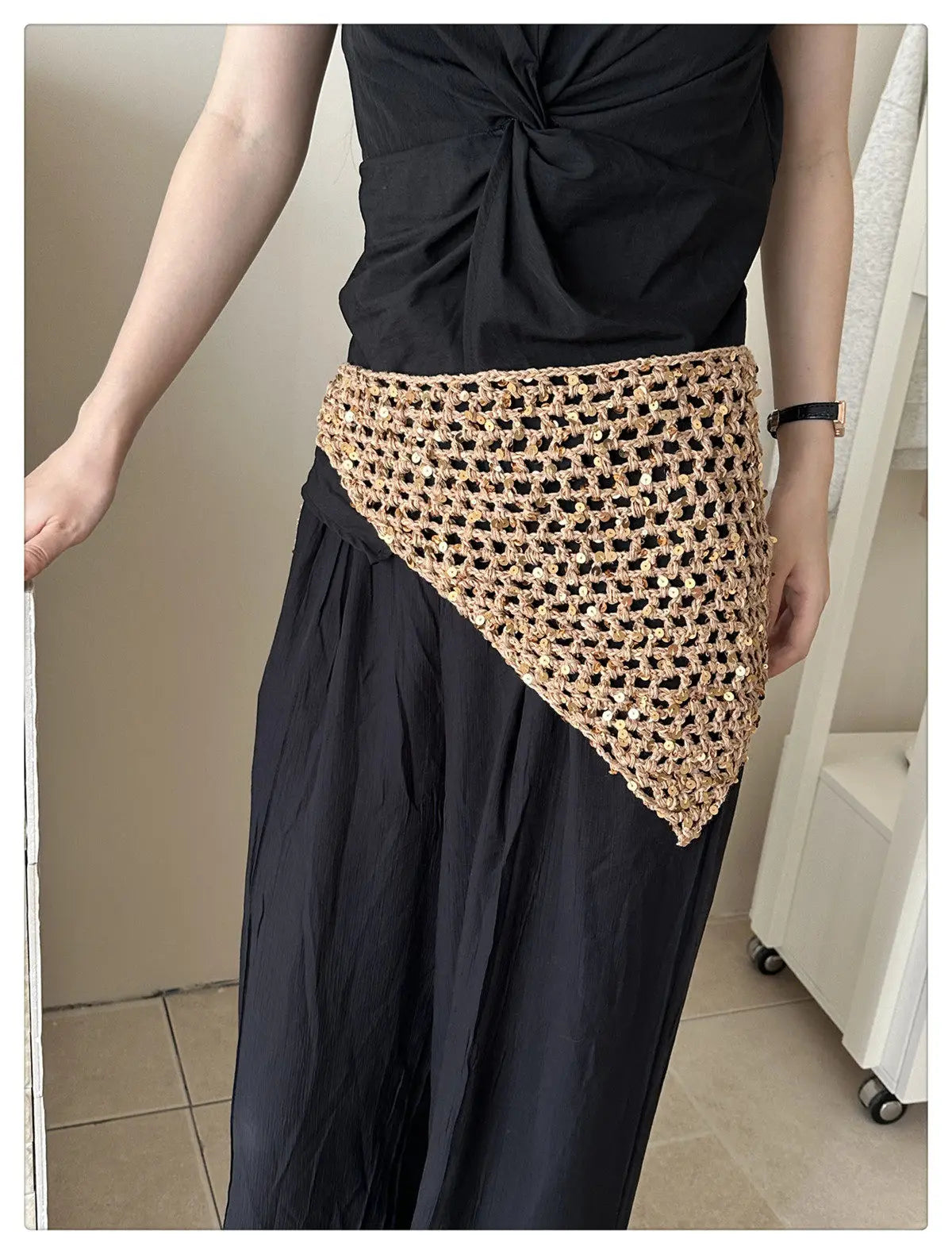Foulard Soléa – Triangle crochet scintillant